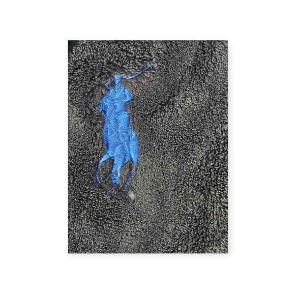 Polo Ralph Lauren Mens Robe Size One Size Black/Blue Cottom Velour Logo - Picture 3 of 7